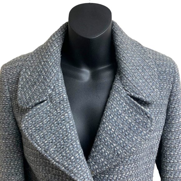 Ellen Tracy Gray Tweed Wool Blend Three Button Blazer - Picture 3 of 11
